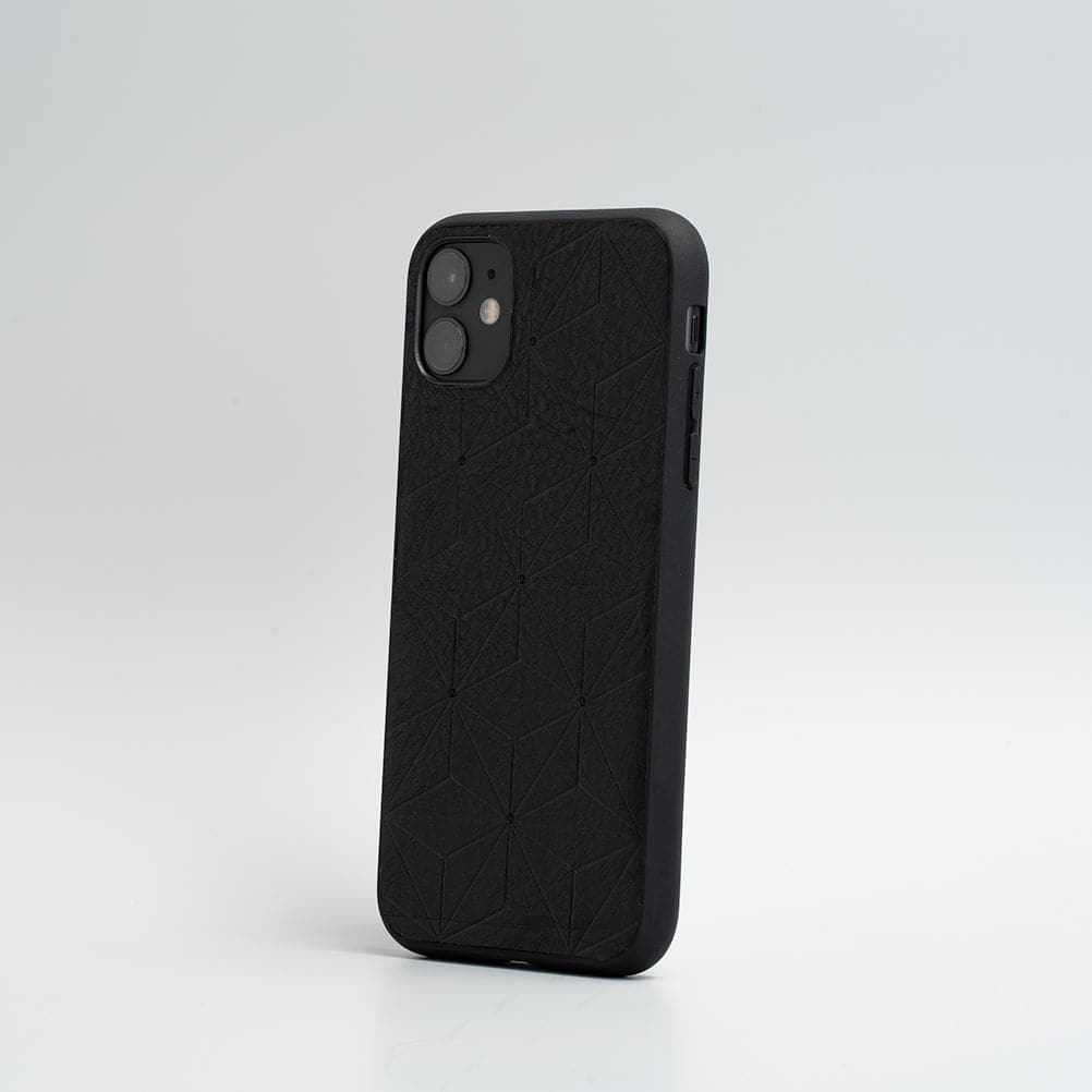 Leather case for iPhone 11 Series - Geometric Flower (Black)