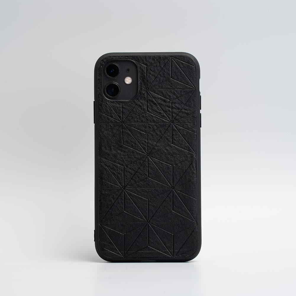 Leather case for iPhone 11 Series - Geometric Flower (Black)