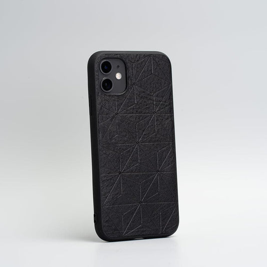 Leather case for iPhone 11 Series - Geometric Flower (Black)